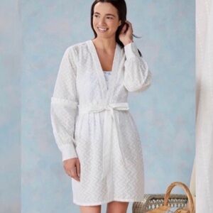 Antonio Melani Embroidered Wrap Dress Swim Cover Up White/ Never Worn Size L